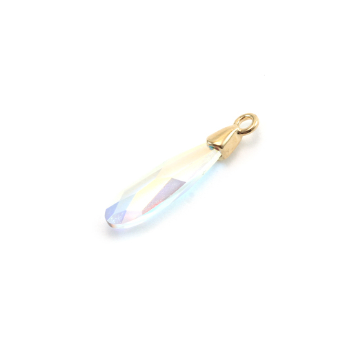 Charms & Solderable Accents Swarovski Raindrop Pendant Gold - Crystal AB